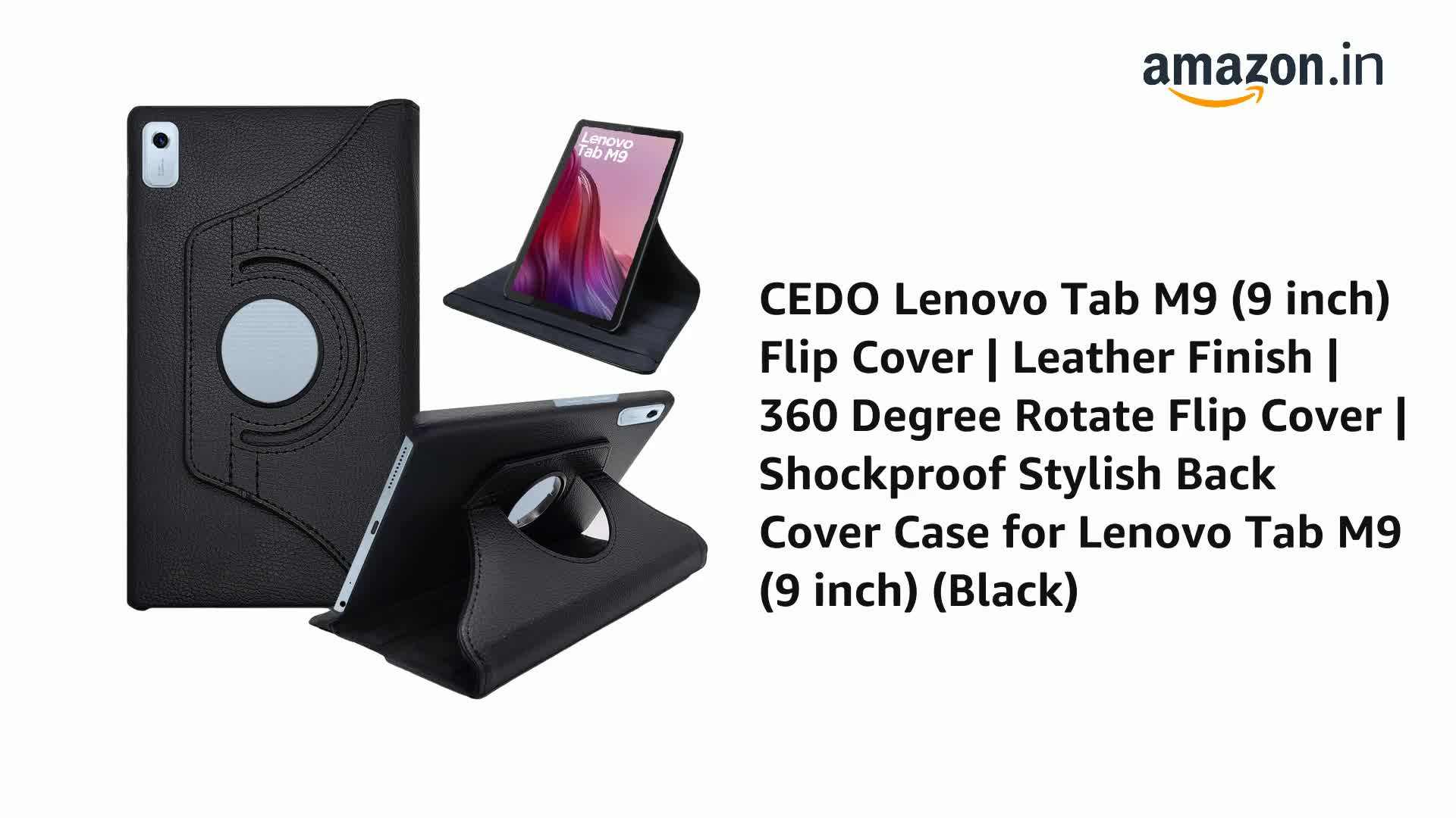 CEDO Lenovo Tab M9 (9 inch) Flip Cover | Leather Finish | 360